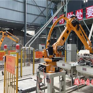 全自動碼垛機(jī)器人砂漿建筑企業(yè)代替人工碼垛